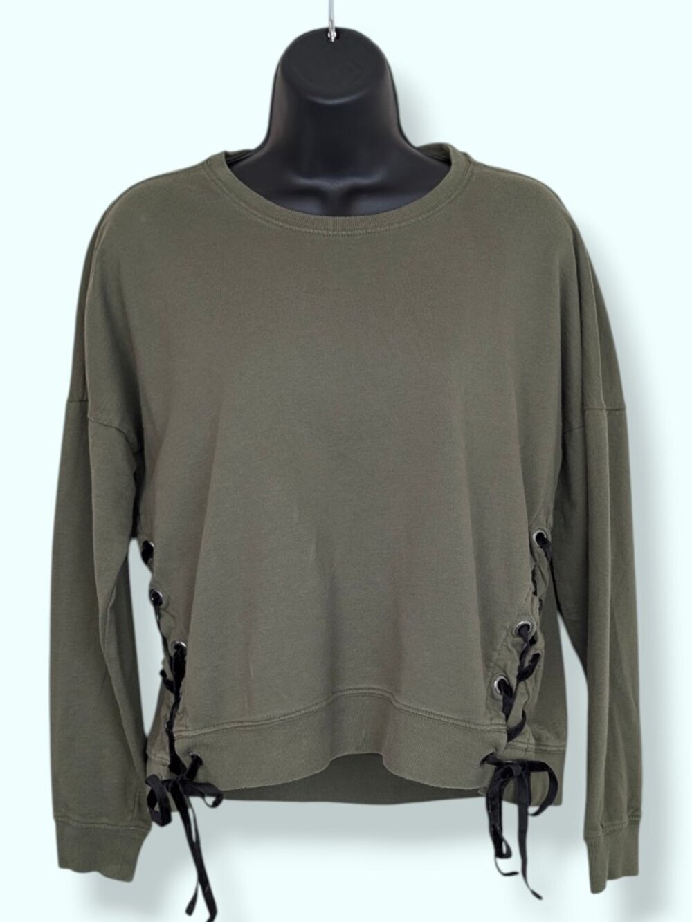 Noisy May Green Laced Crew Neck Sweater - Picture 3 of 10